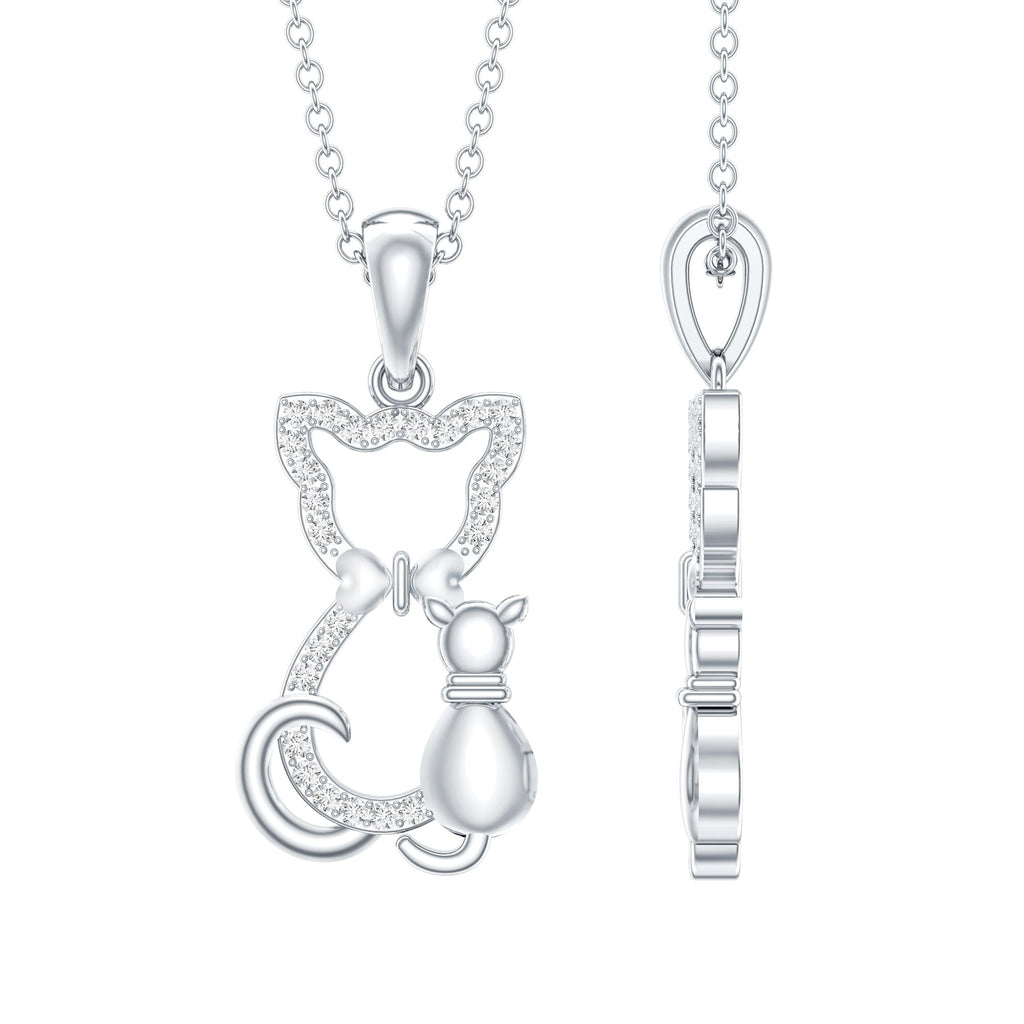 Certified Moissanite and Cat Pendant