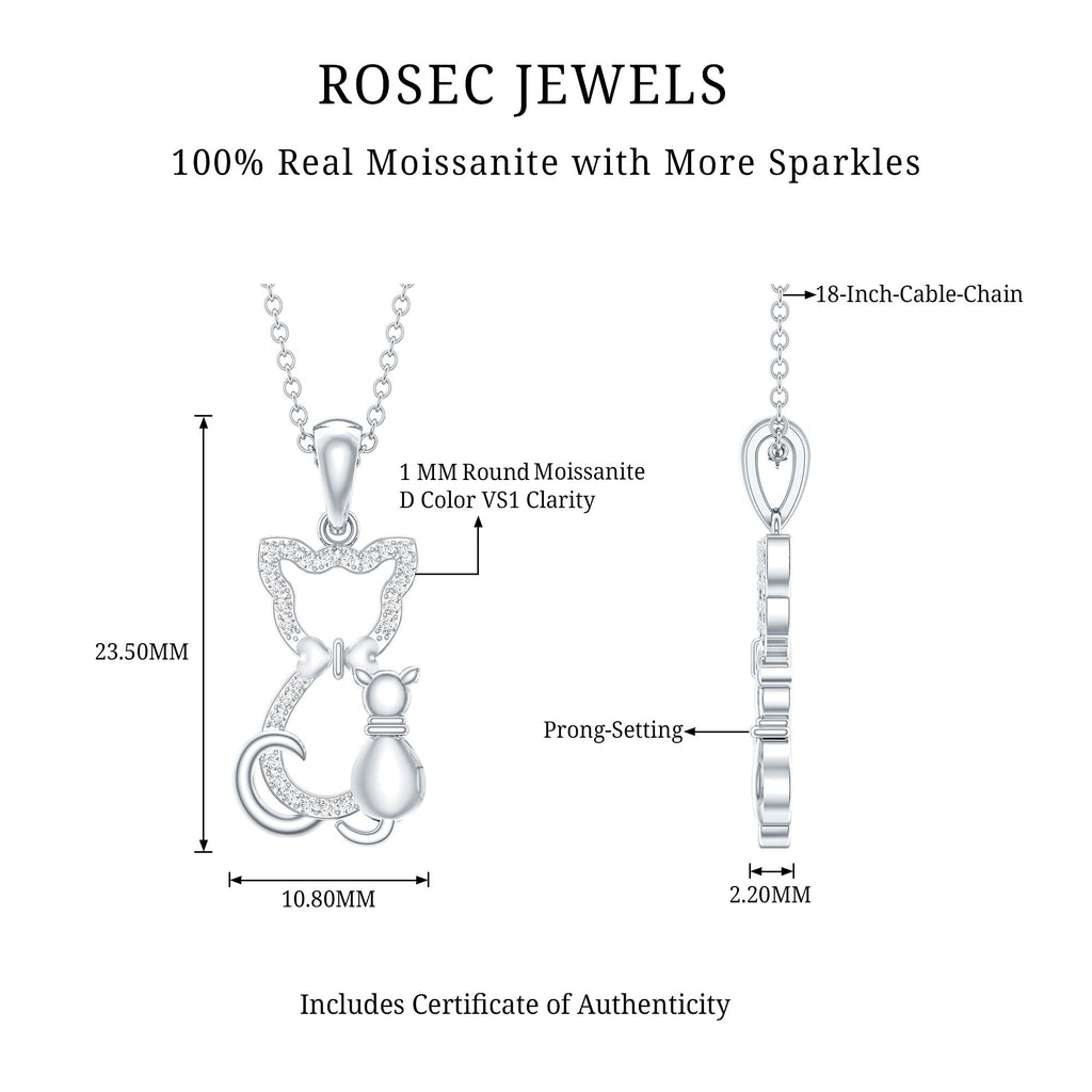 Certified Moissanite and Cat Pendant