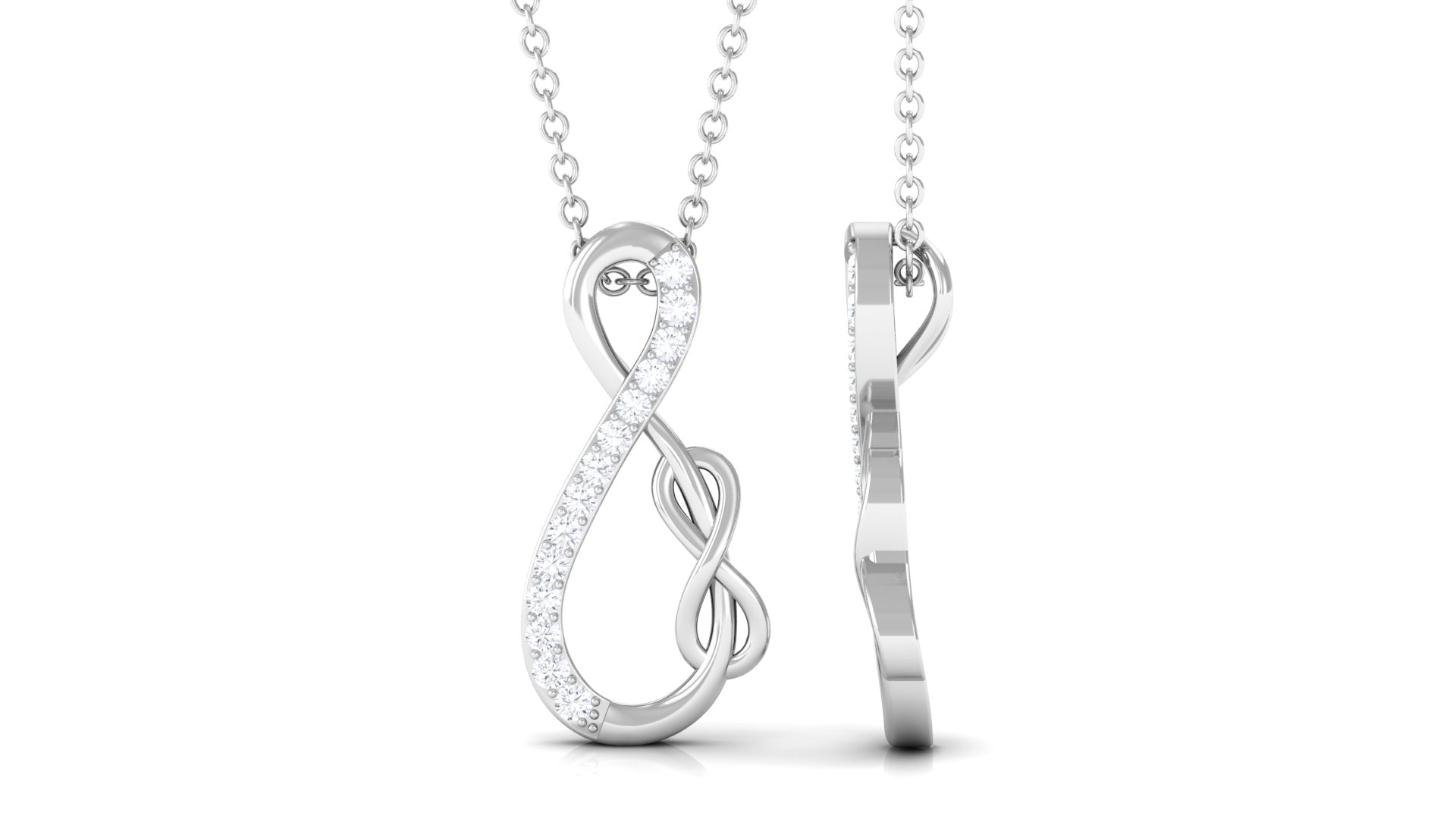 Interlock Infinity Pendant Necklace with Moissanite