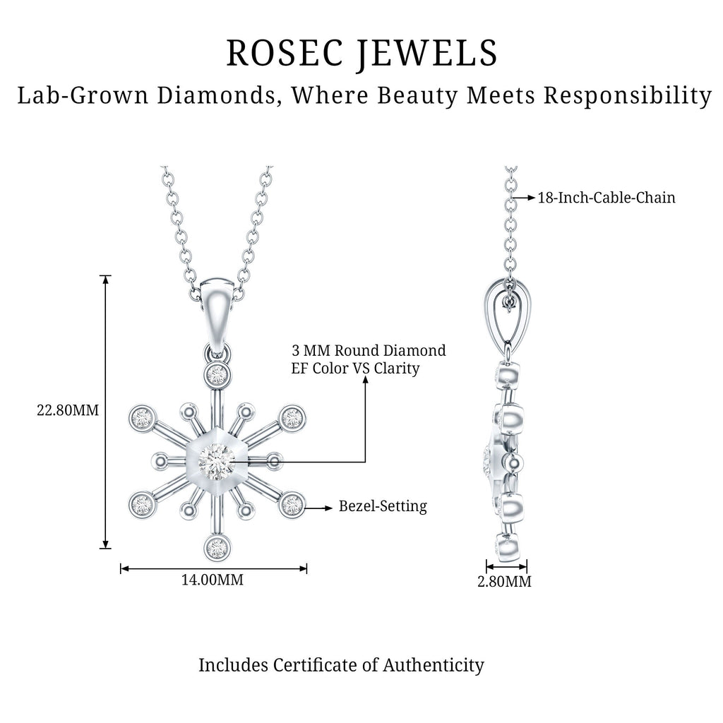 Diamond Snowflake Pendant Necklace for Women