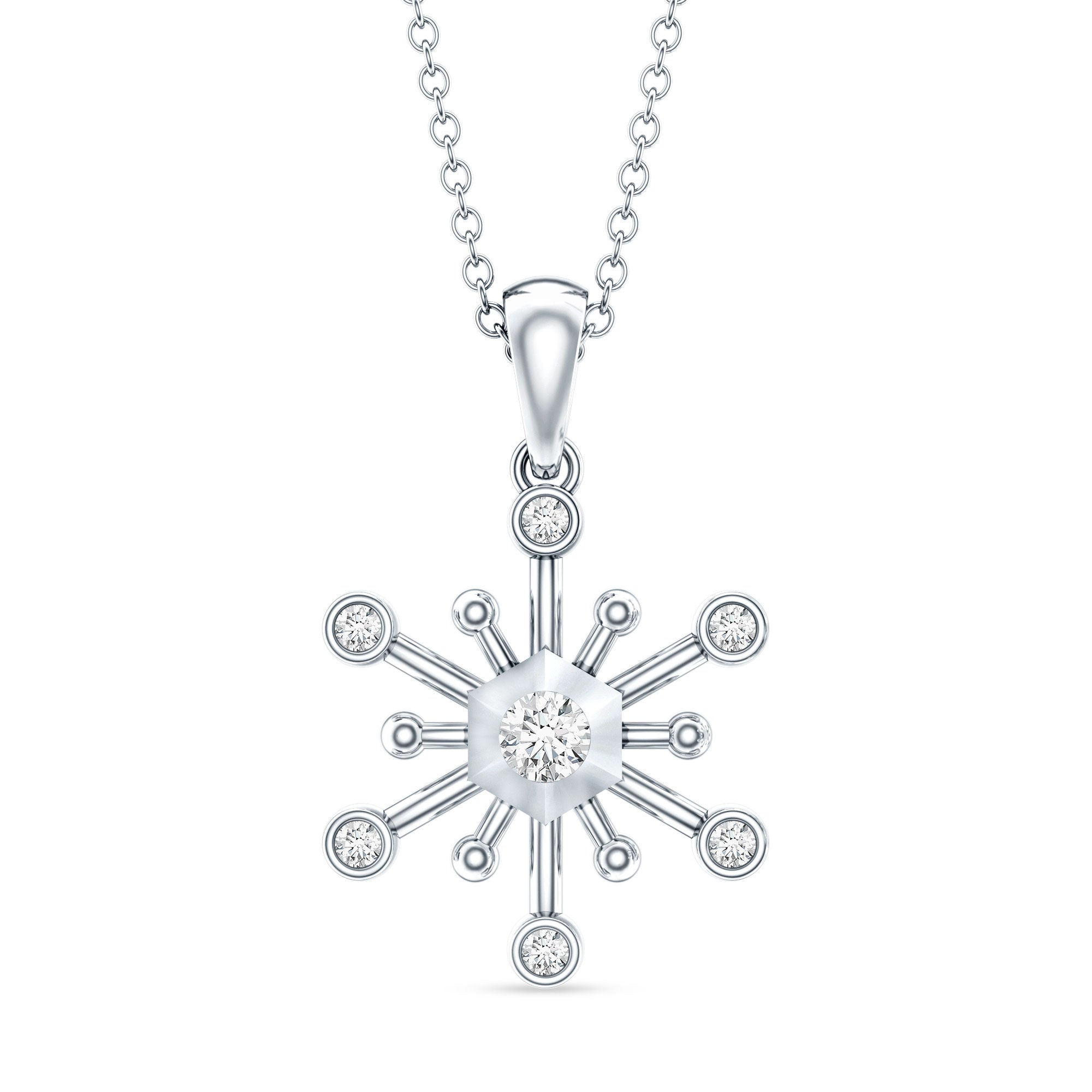 Diamond Snowflake Pendant Necklace for Women