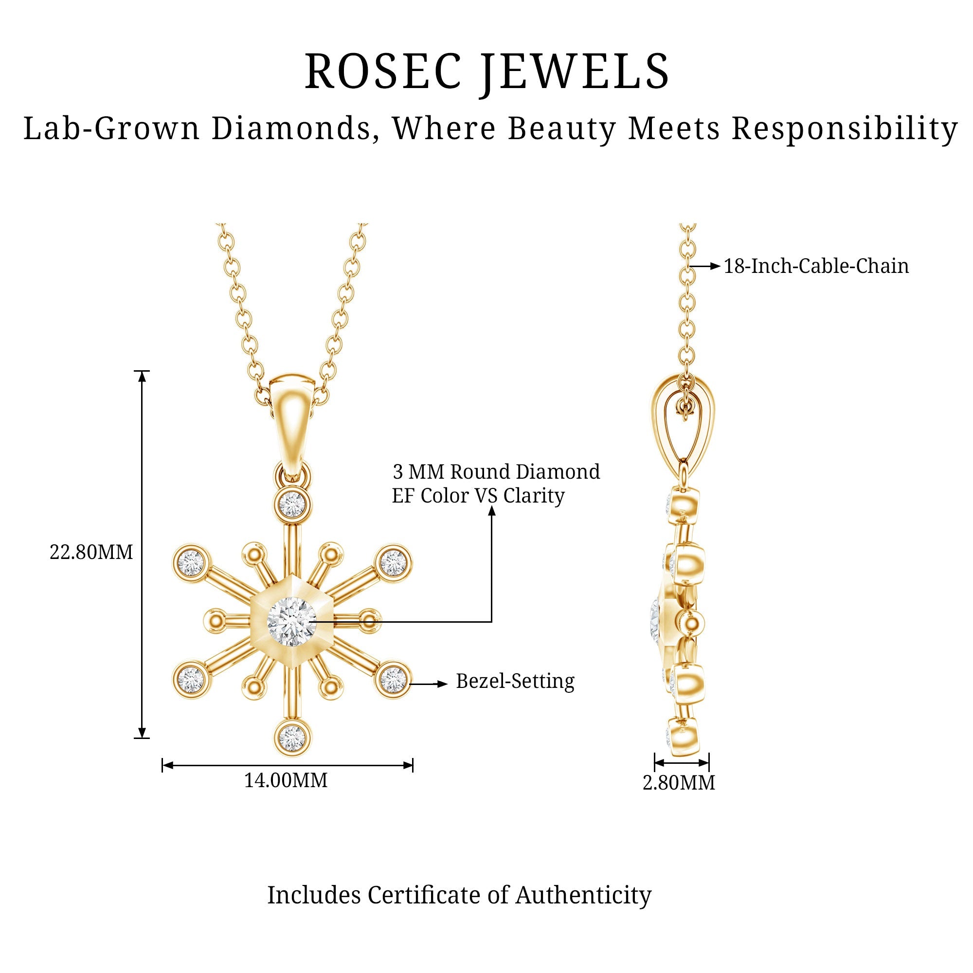 Diamond Snowflake Pendant Necklace for Women