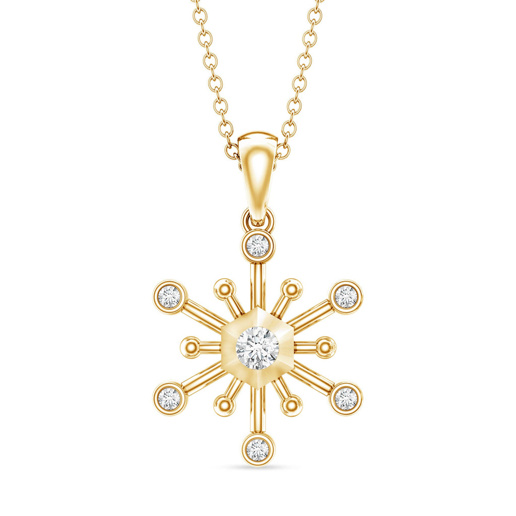 Diamond Snowflake Pendant Necklace for Women