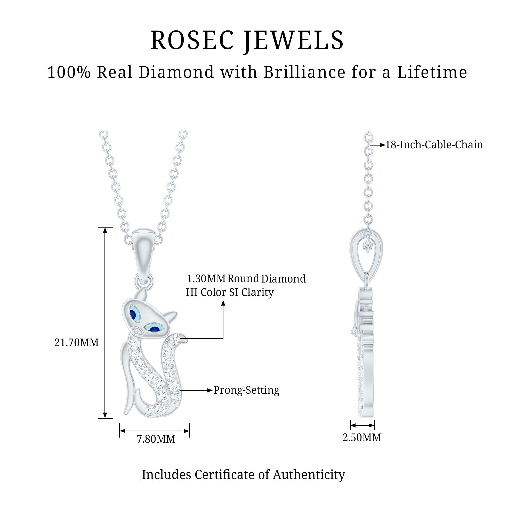 Certified Diamond Kitty Necklace For Women
