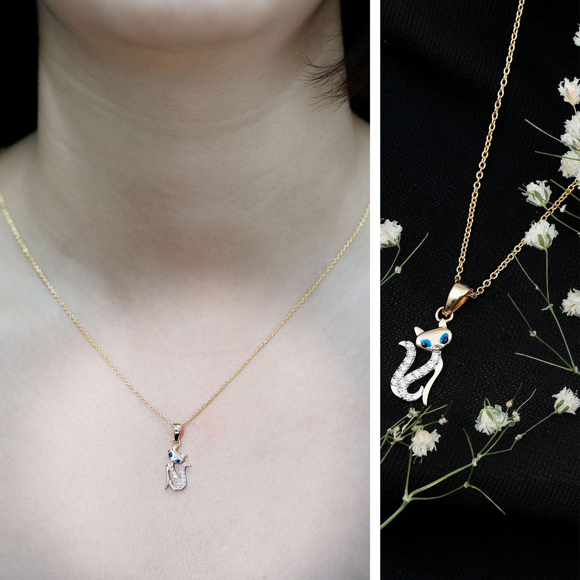 Certified Diamond Kitty Necklace For Women
