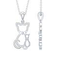Certified Diamond Kitty Cat Pendant Necklace