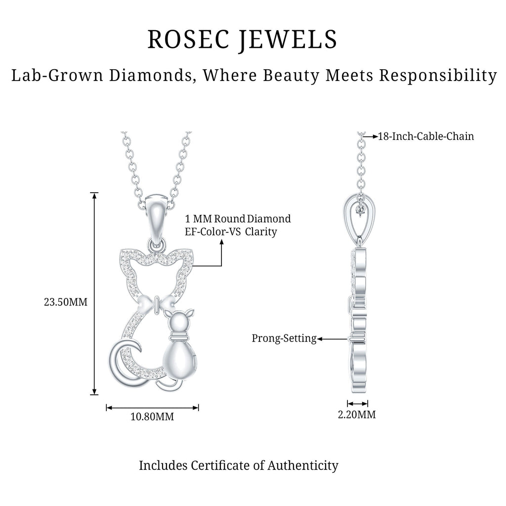 Certified Diamond Kitty Cat Pendant Necklace