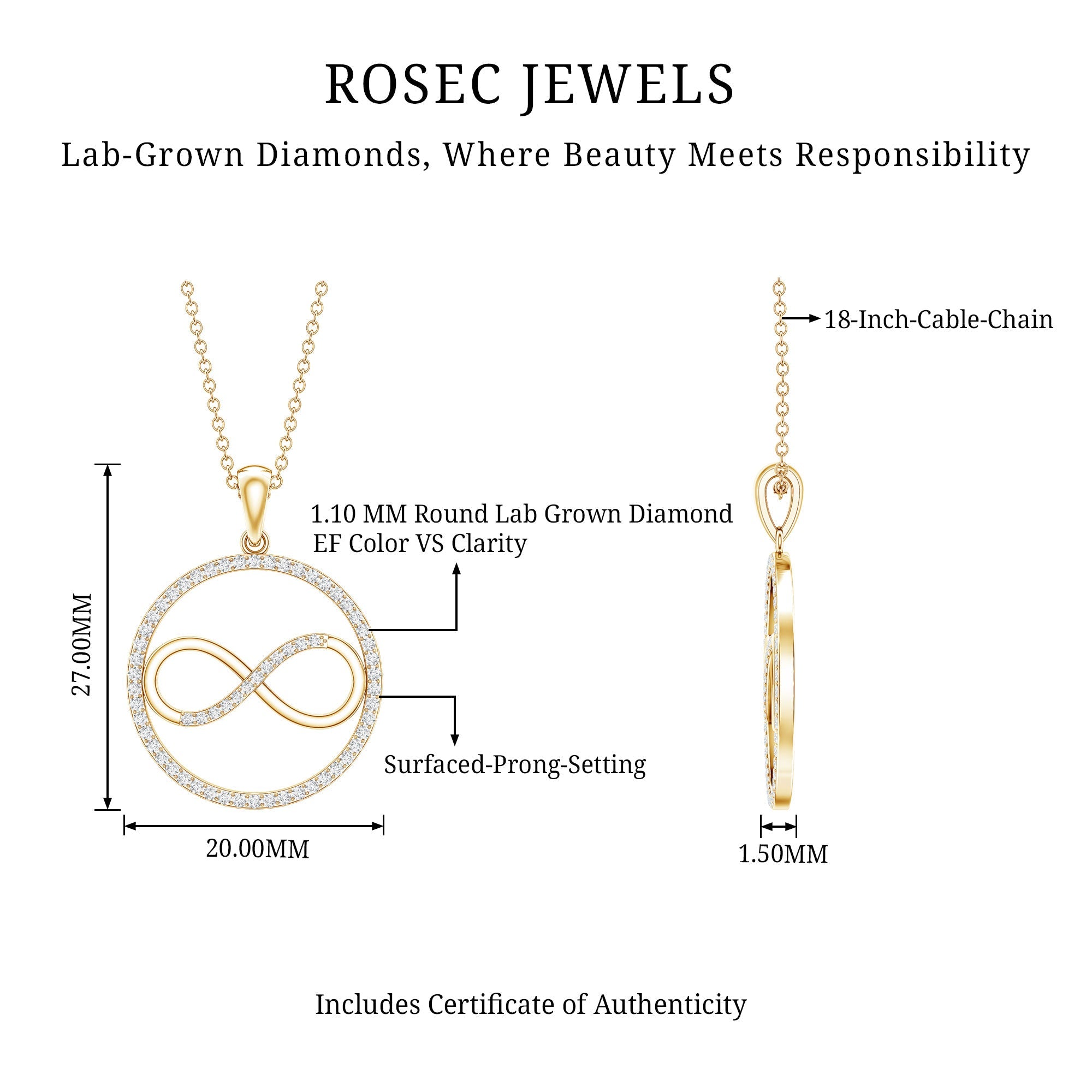 Diamonds Infinity Eternity Pendant Necklace