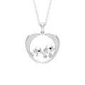 Diamond Elephant Mother Child Necklace