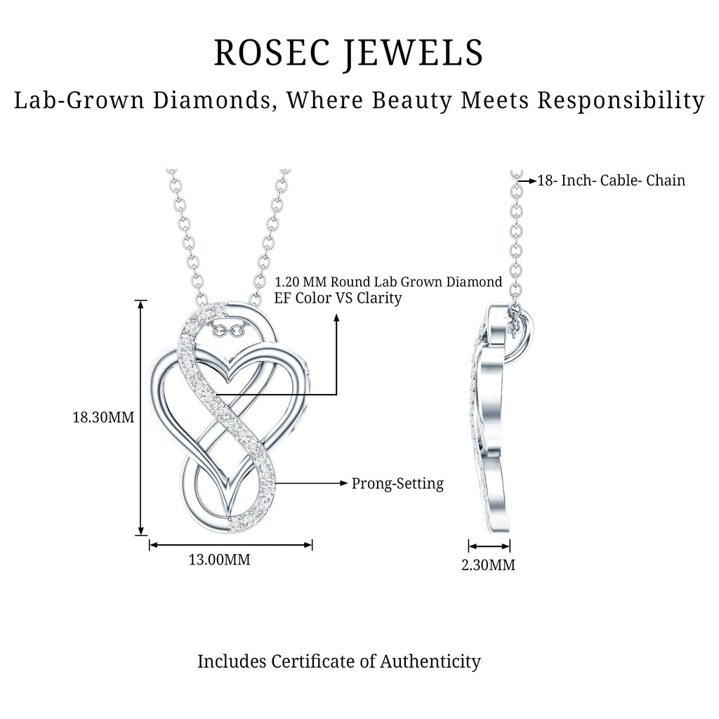 Brilliant Cut Diamond Infinity Heart Necklace for Women