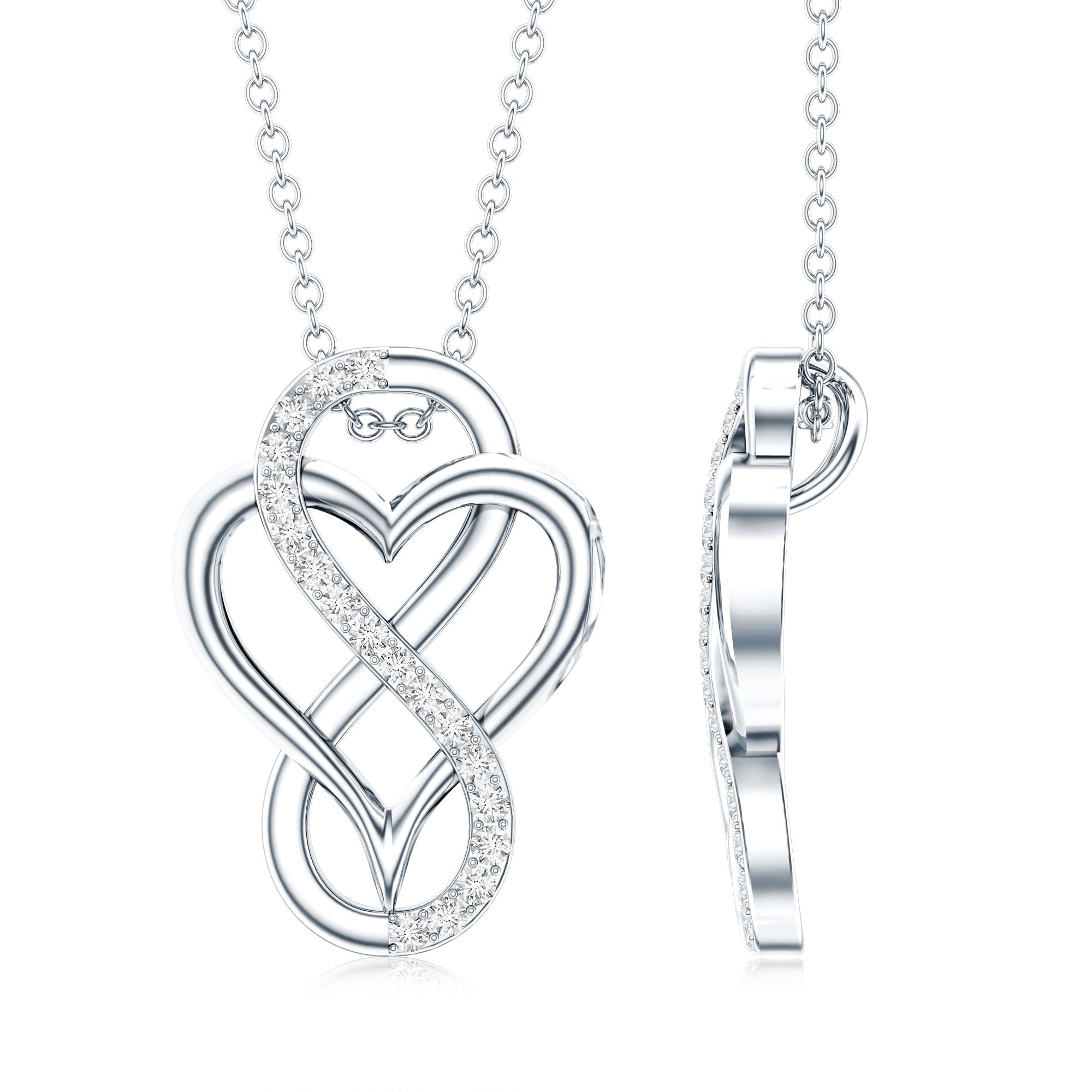Brilliant Cut Diamond Infinity Heart Necklace for Women