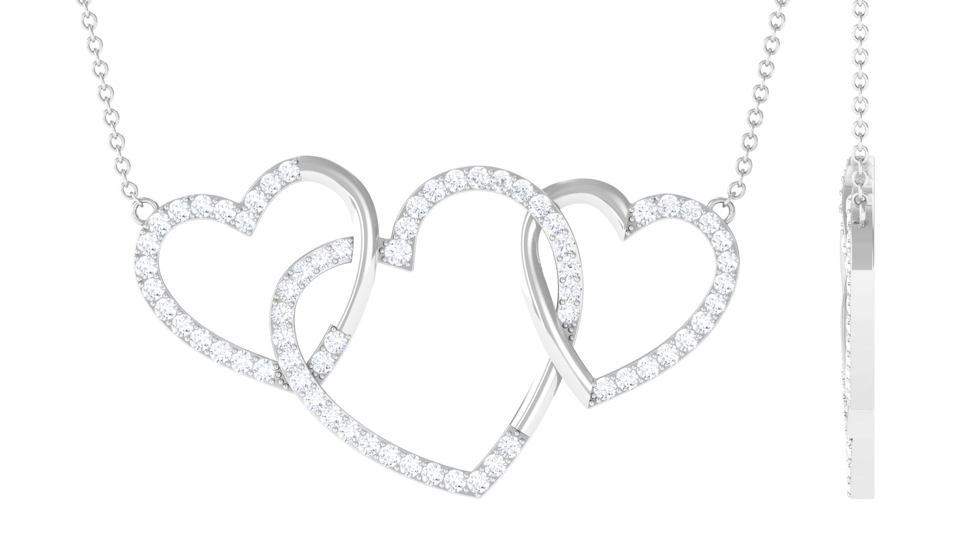 Certified Diamond Three Heart Necklace