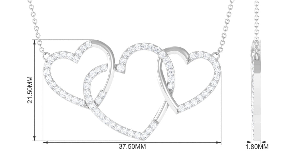 Certified Diamond Three Heart Necklace