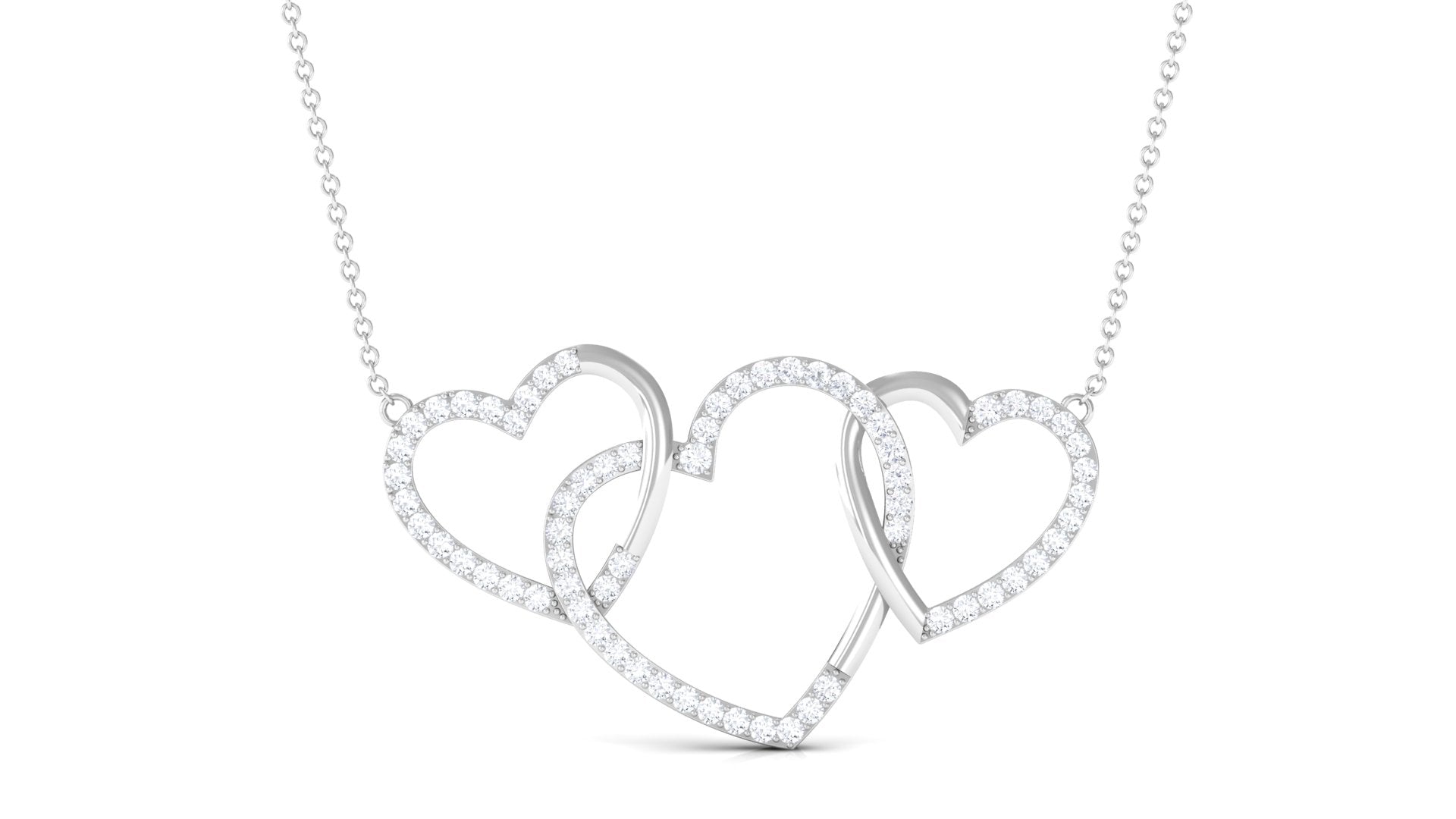 Certified Diamond Three Heart Necklace