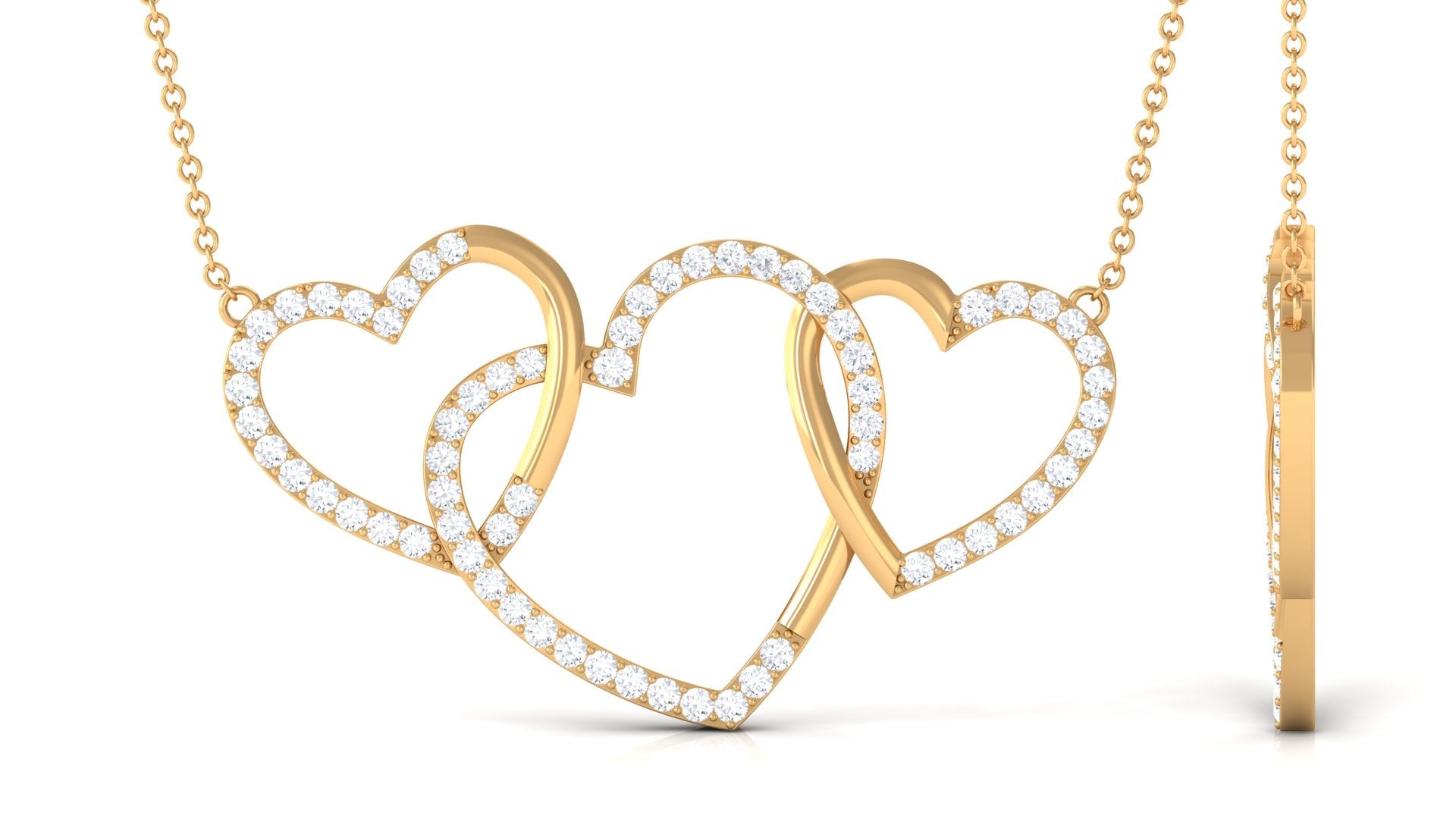Certified Diamond Three Heart Necklace