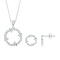Certified Diamond Circle Necklace Earrings Set