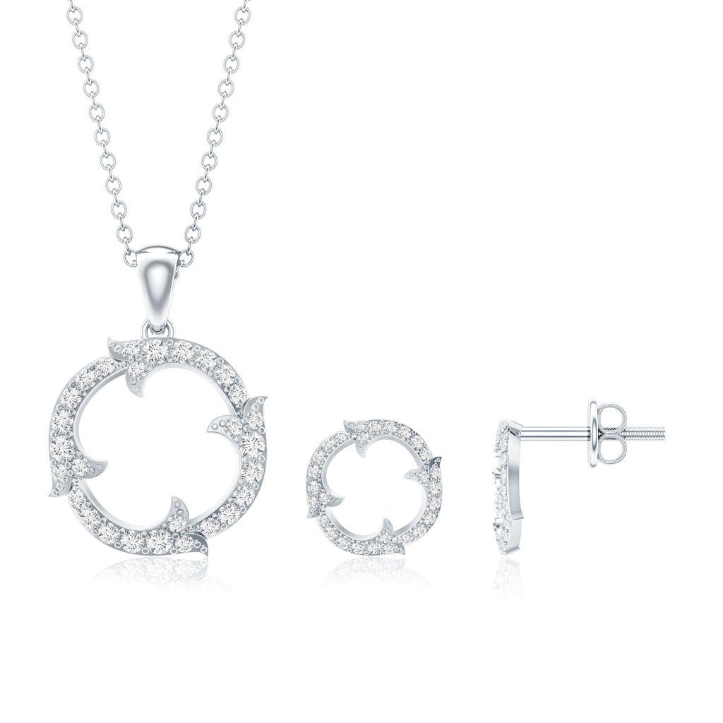 Certified Diamond Circle Necklace Earrings Set