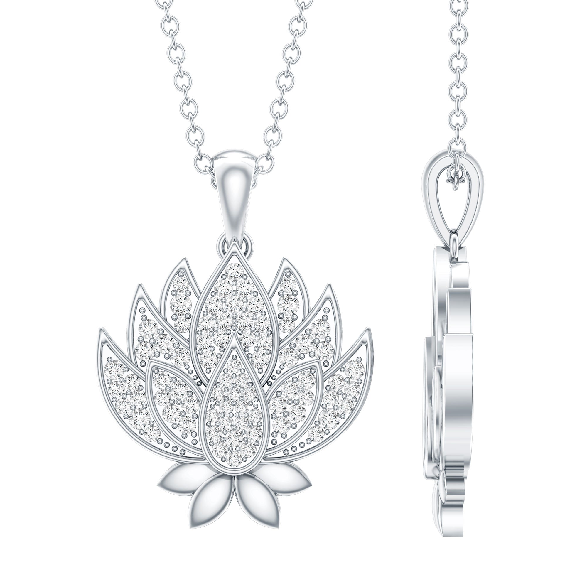 Diamond Designer Lotus Flower Necklace