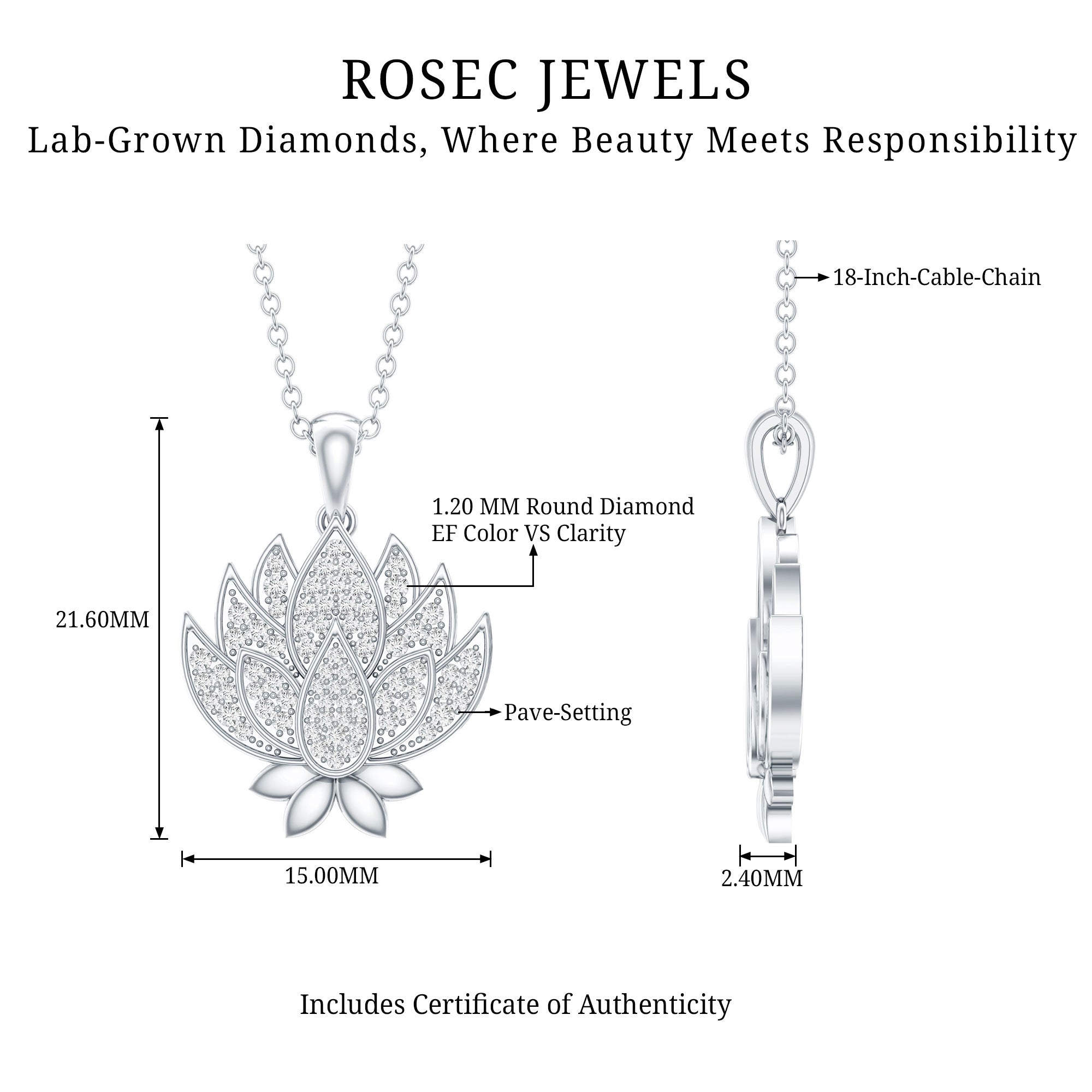 Diamond Designer Lotus Flower Necklace