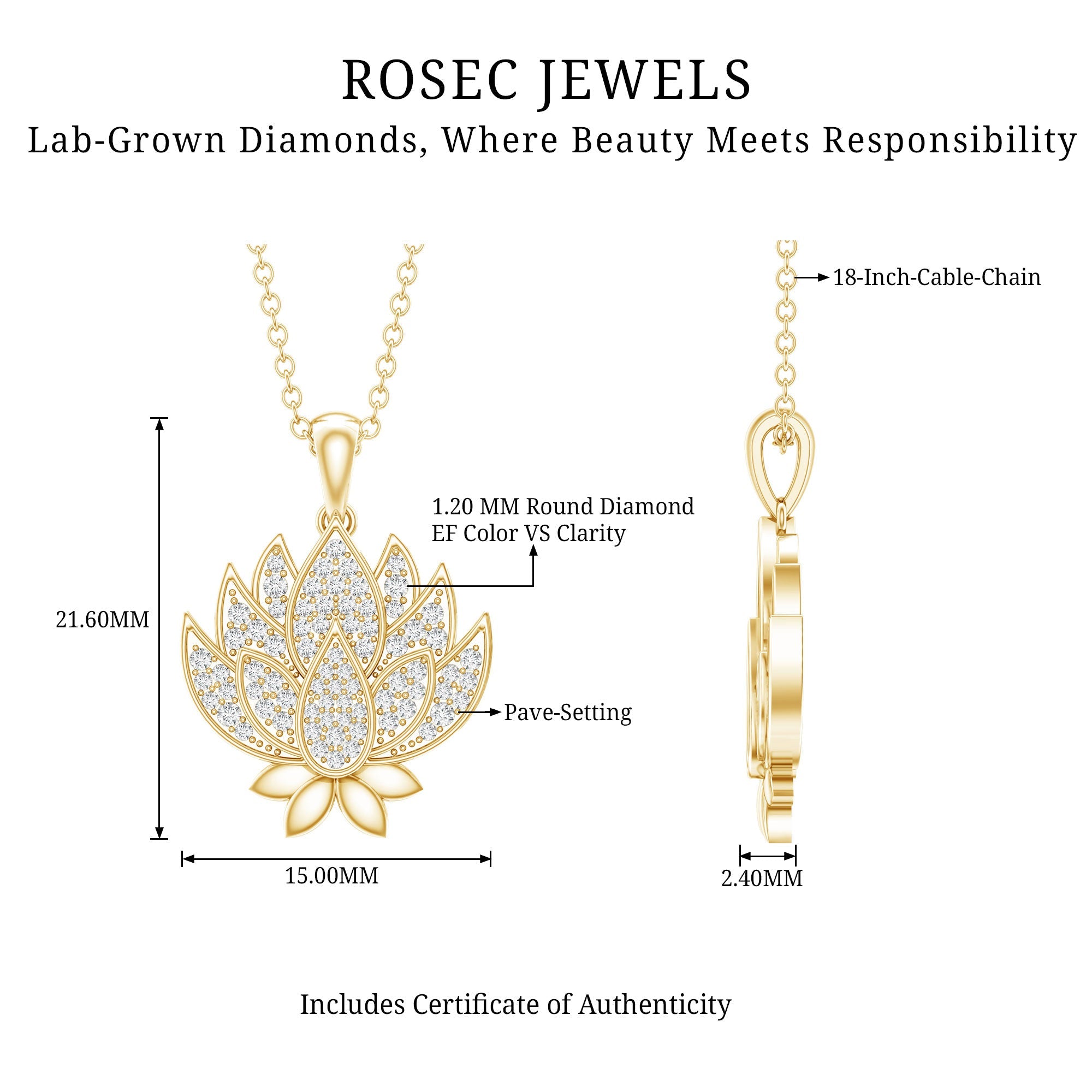 Diamond Designer Lotus Flower Necklace