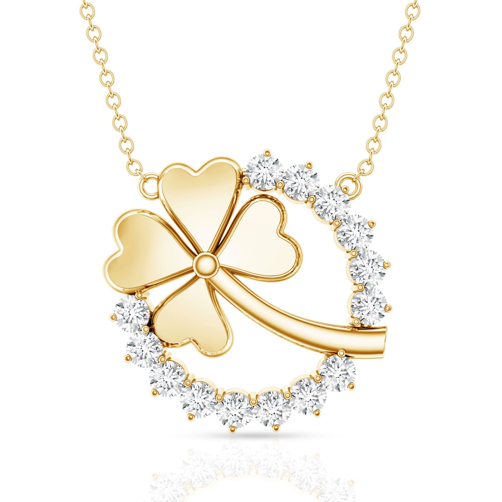 Certified Diamond Lucky 4 Leaf Necklace