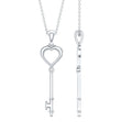 Diamond Heart Key Pendant Necklace For Women