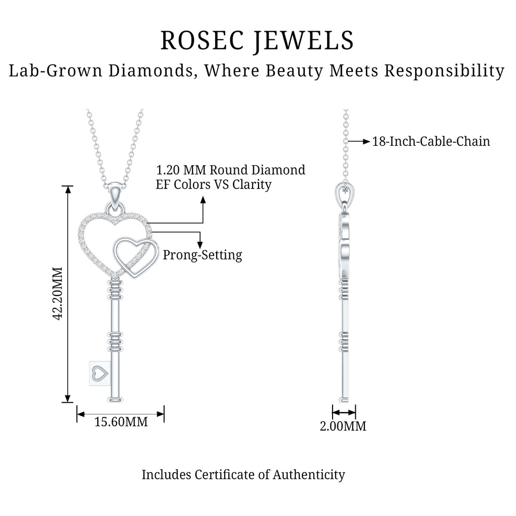 Diamond Key To My Heart Necklace for Women