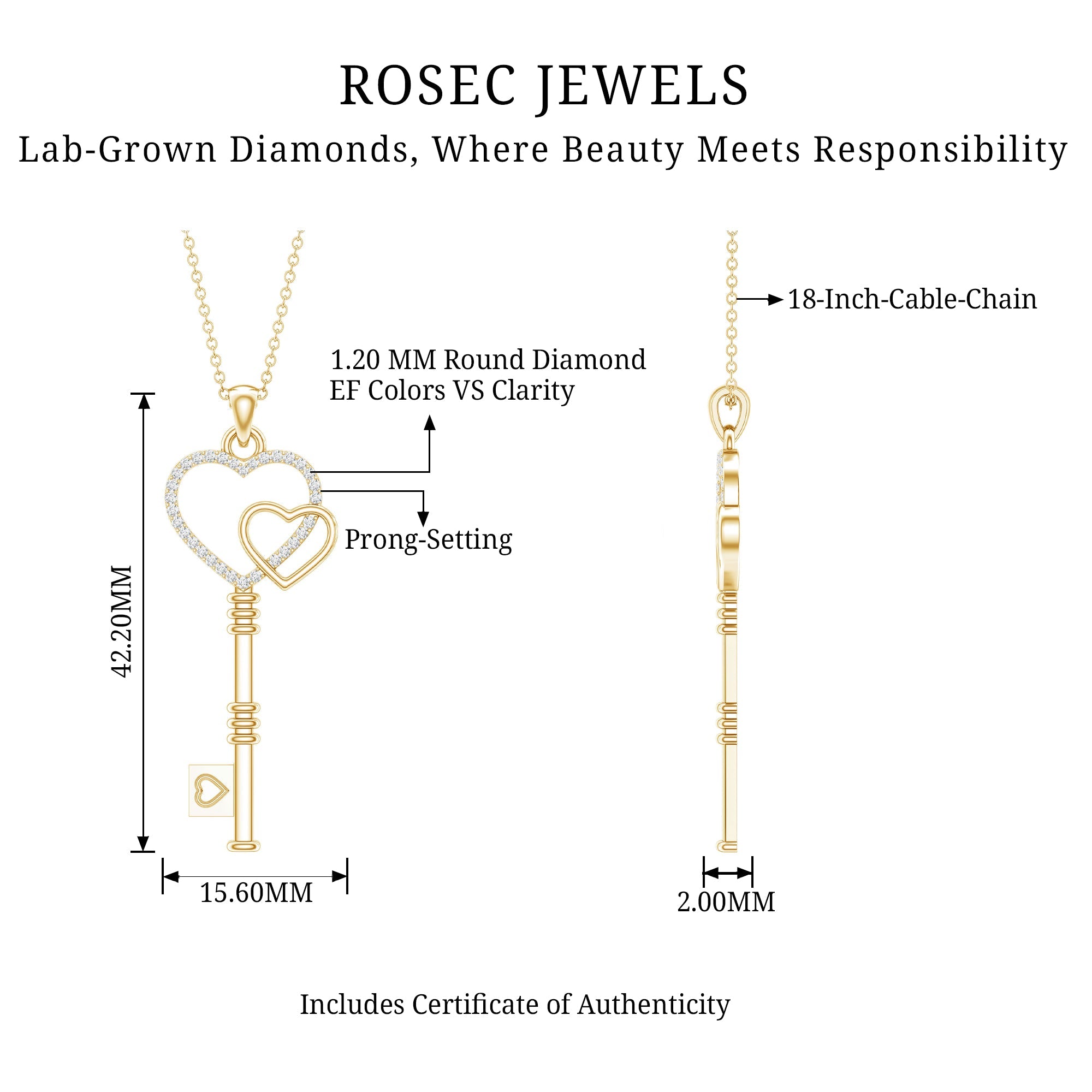 Diamond Key To My Heart Necklace for Women