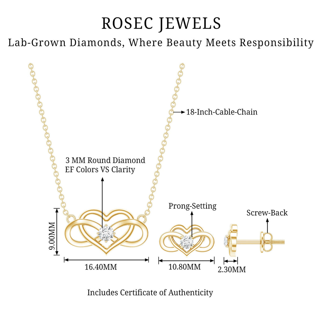 Round Cut Diamond Infinity Heart Jewelry Set