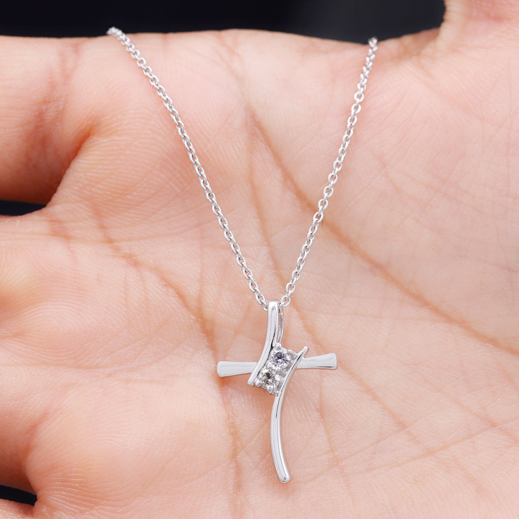 Diamond Cross Pendant Necklace for Women
