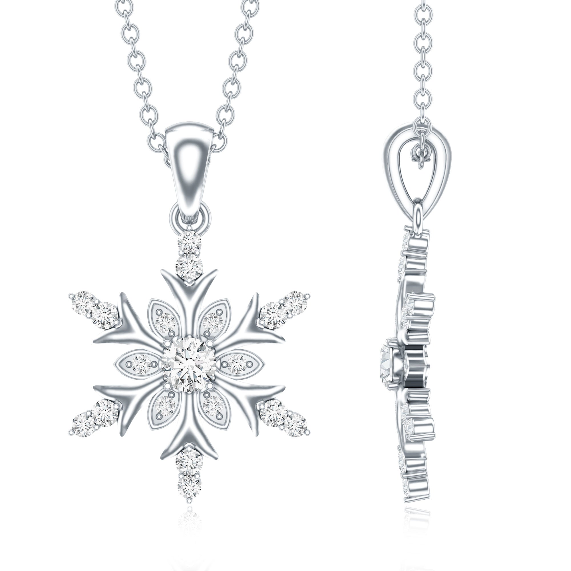 Certified Diamond Snowflake Christmas Necklace
