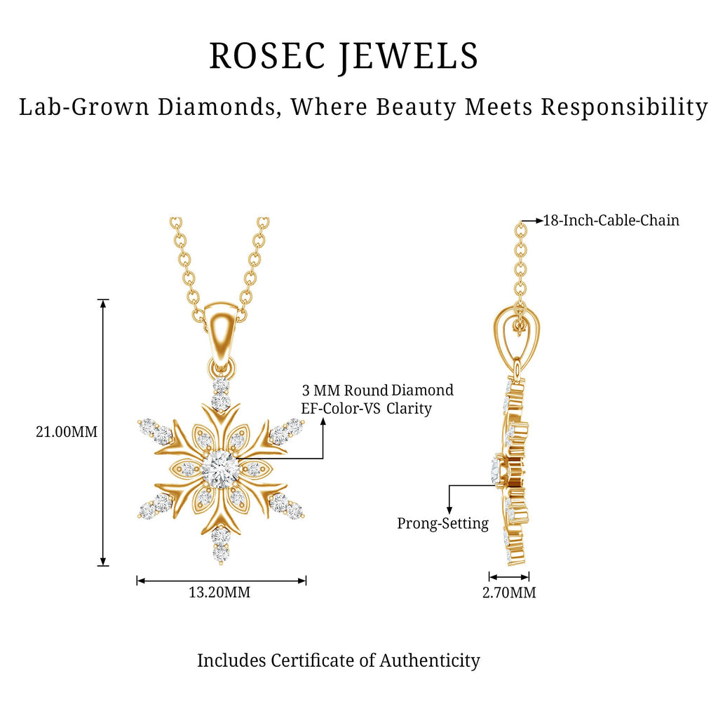 Certified Diamond Snowflake Christmas Necklace