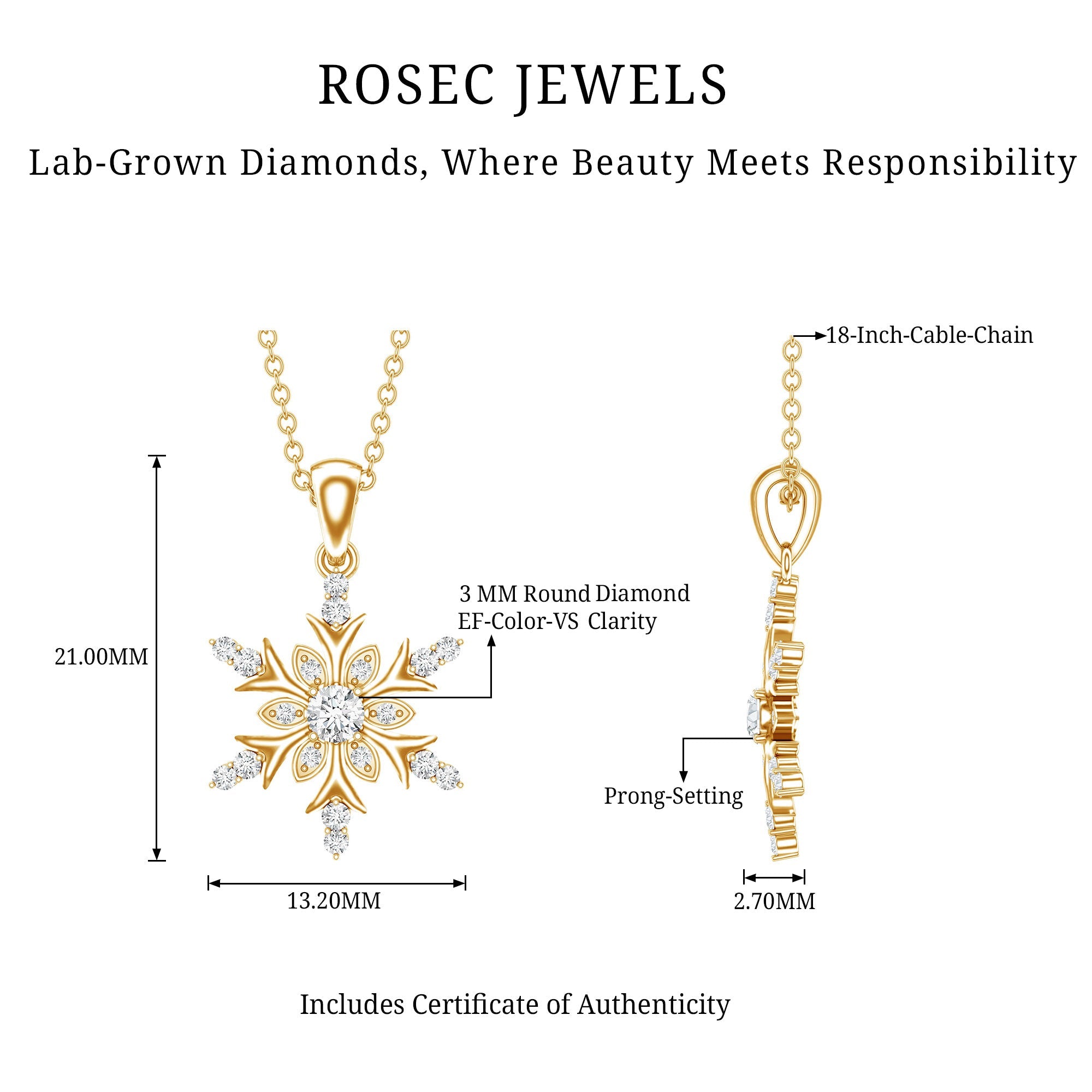 Certified Diamond Snowflake Christmas Necklace