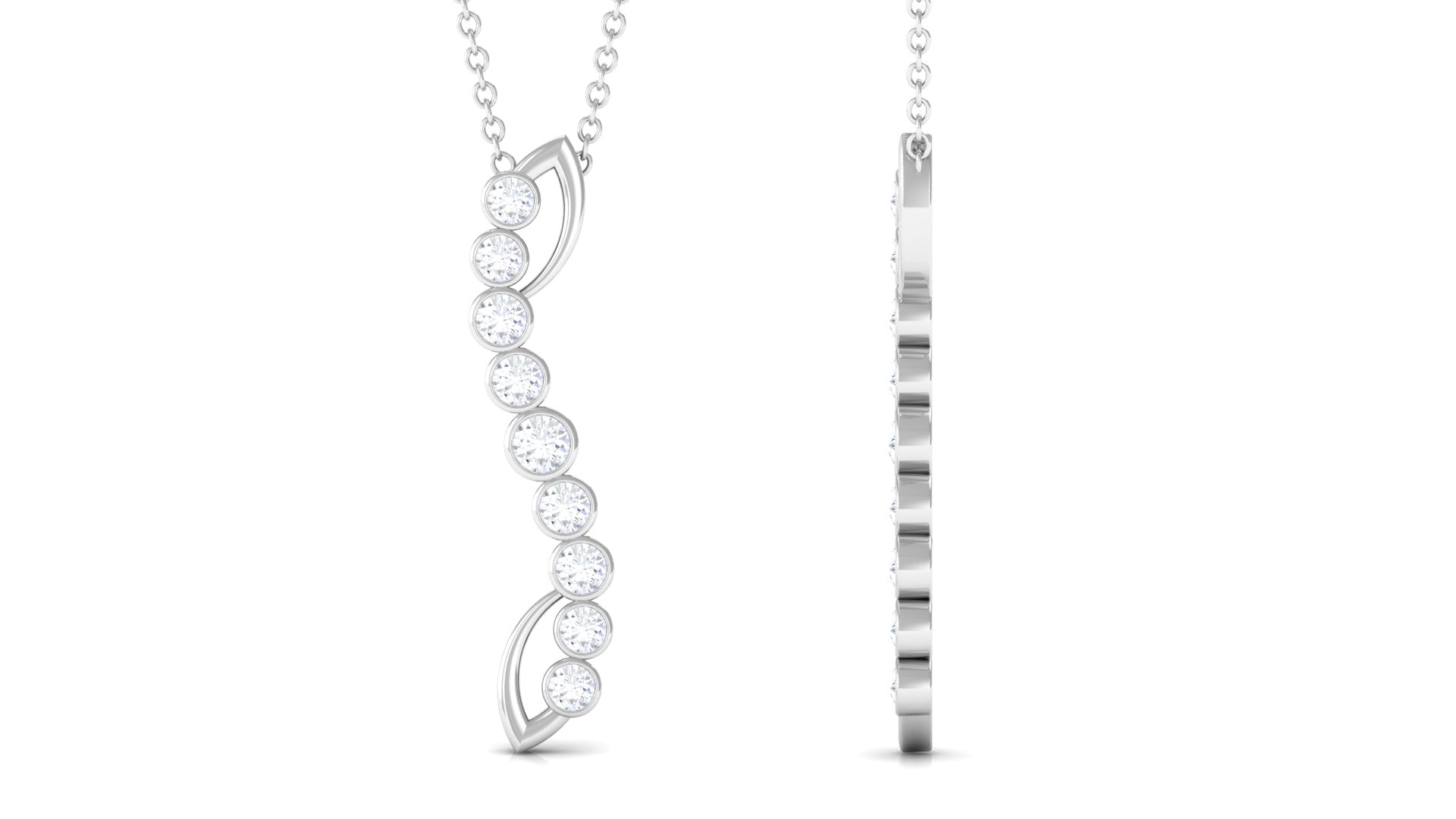 Bezel Set Diamond Designer Dangle Necklace