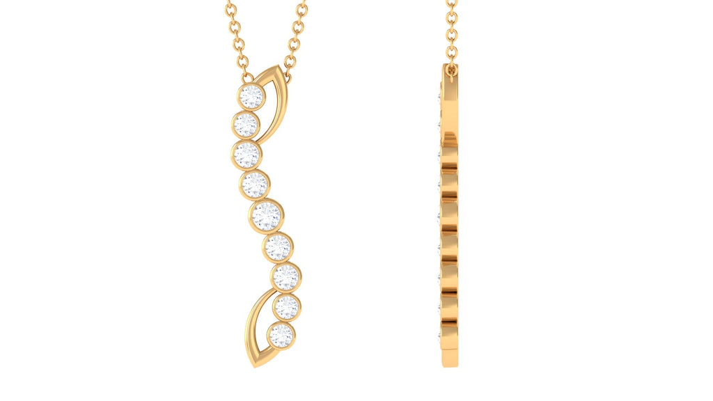 Bezel Set Diamond Designer Dangle Necklace