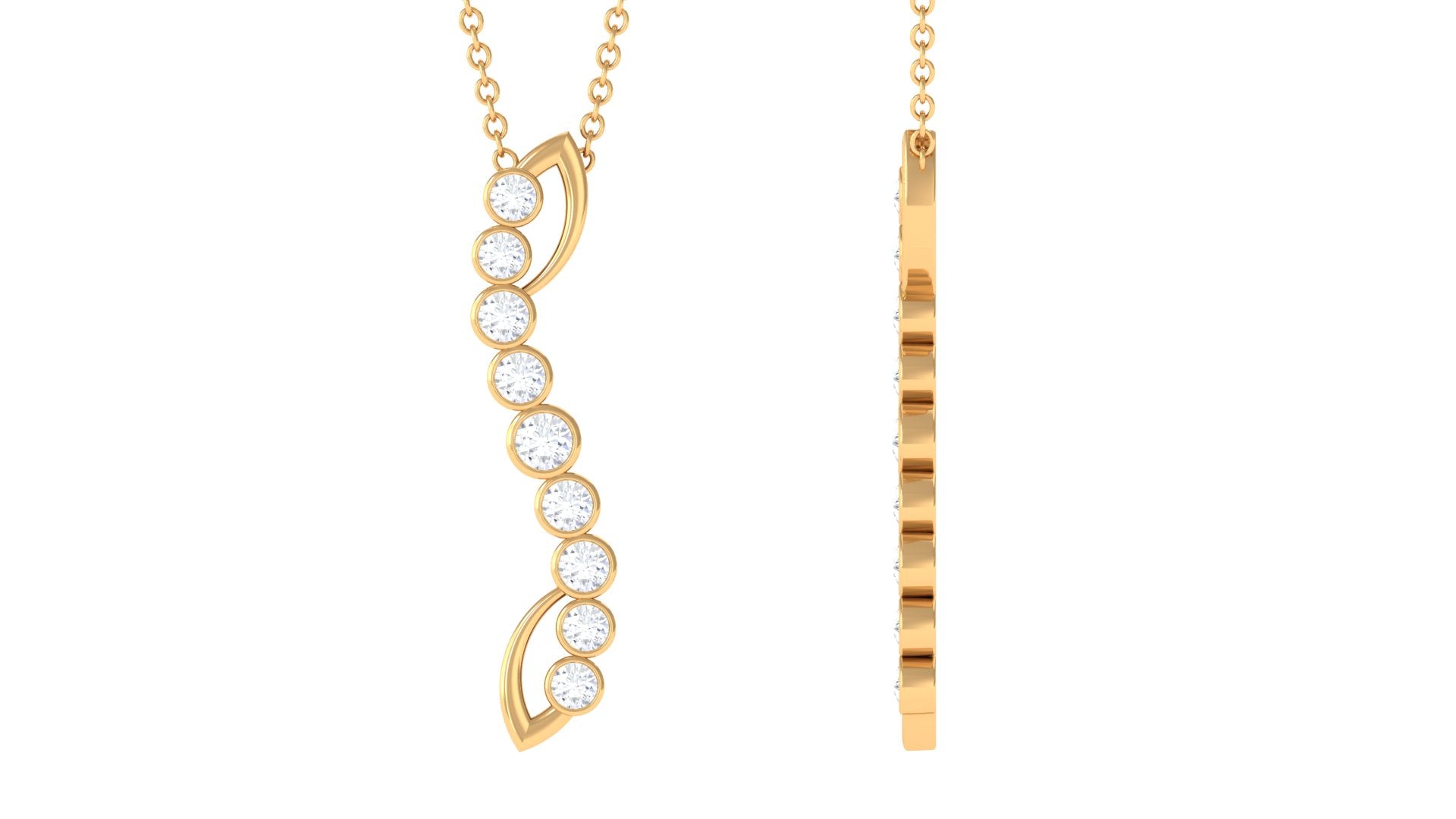 Bezel Set Diamond Designer Dangle Necklace