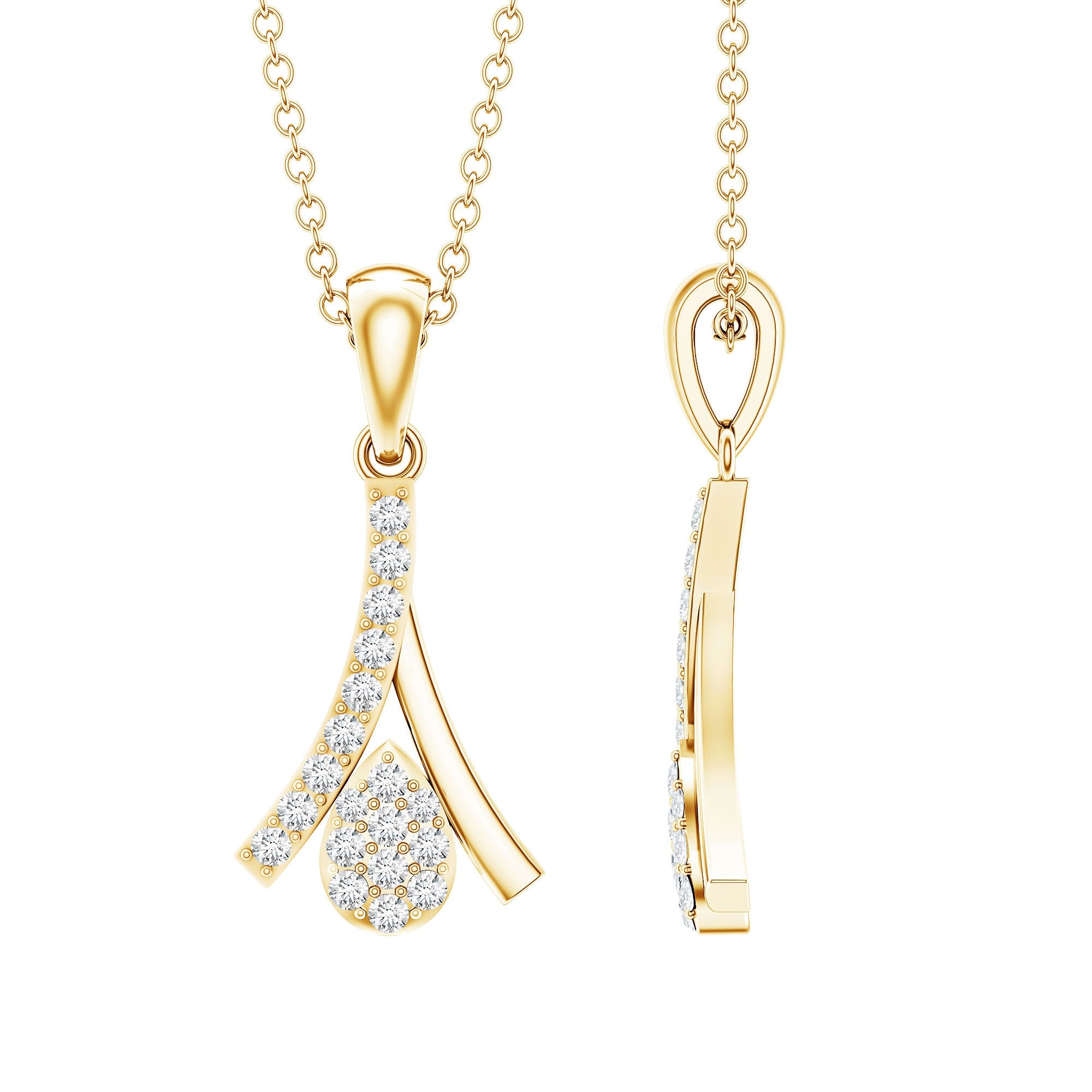 Certified Round Cut Diamond Cluster Necklace