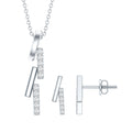 Certified Diamond Bar Dangle Necklace Earrings Set