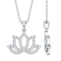 Diamond Lotus Flower Necklace in Pave Setting