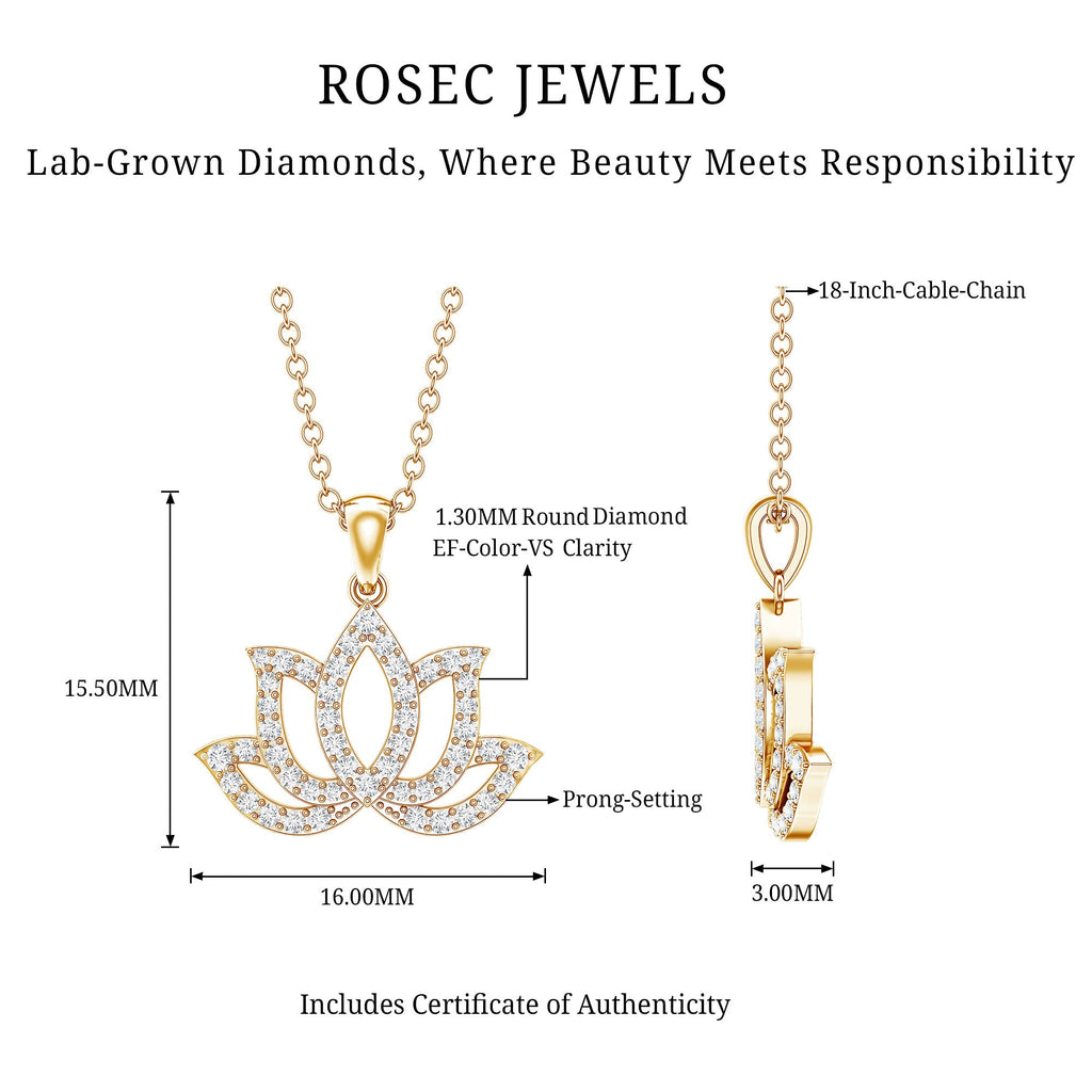 Diamond Lotus Flower Necklace in Pave Setting