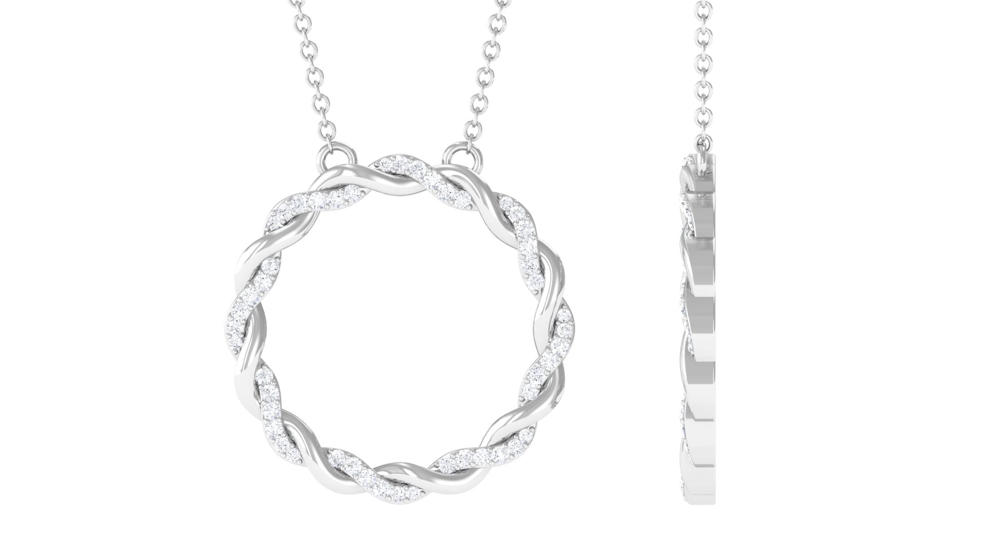 Diamond Twisted Eternity Necklace in Pave Setting