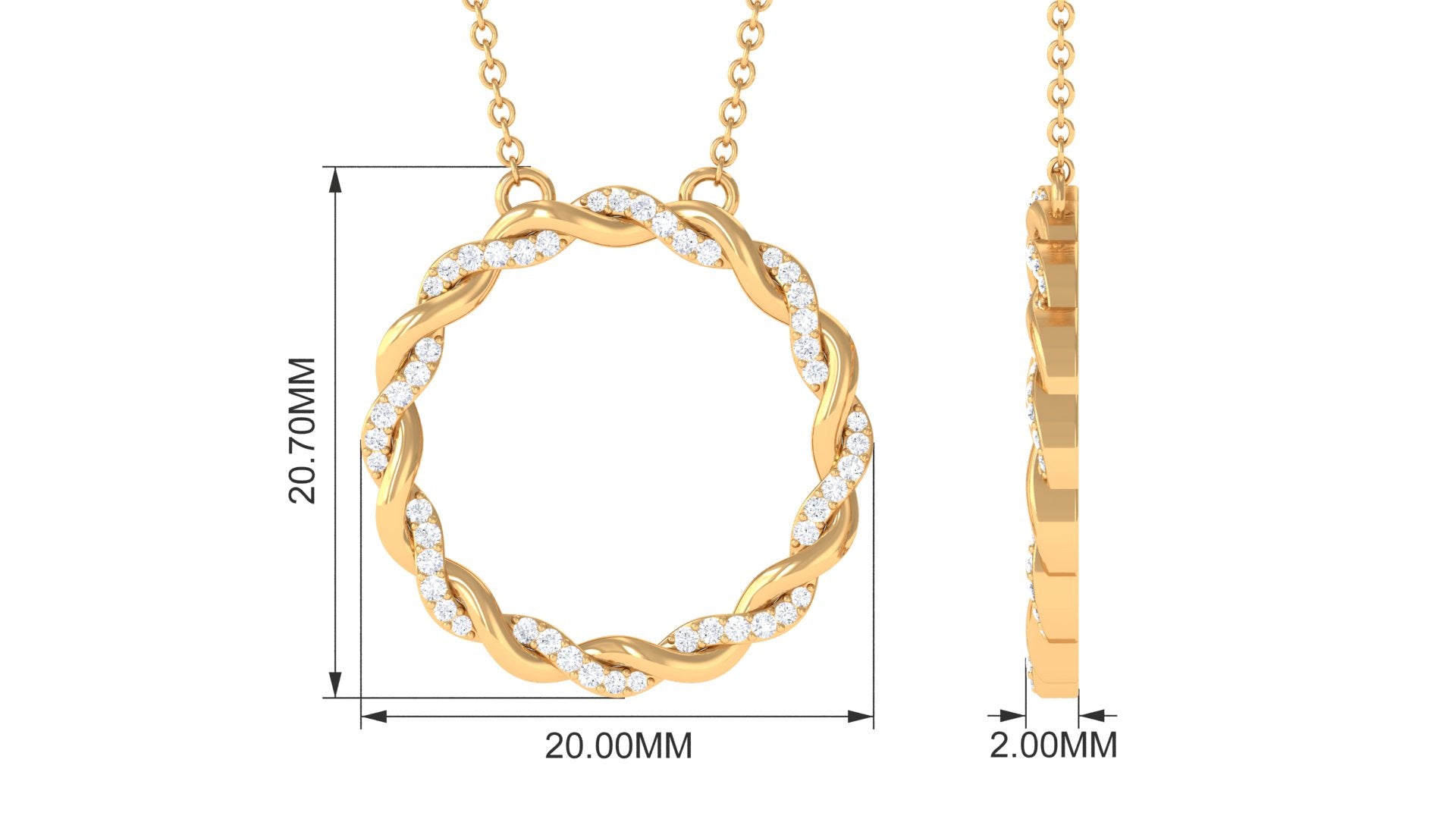 Diamond Twisted Eternity Necklace in Pave Setting