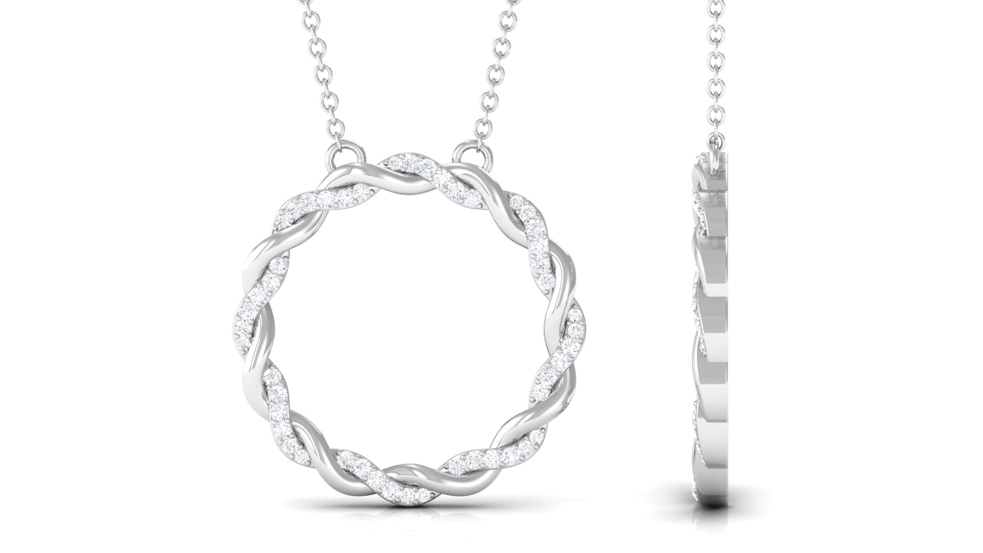 Diamond Twisted Eternity Necklace in Pave Setting