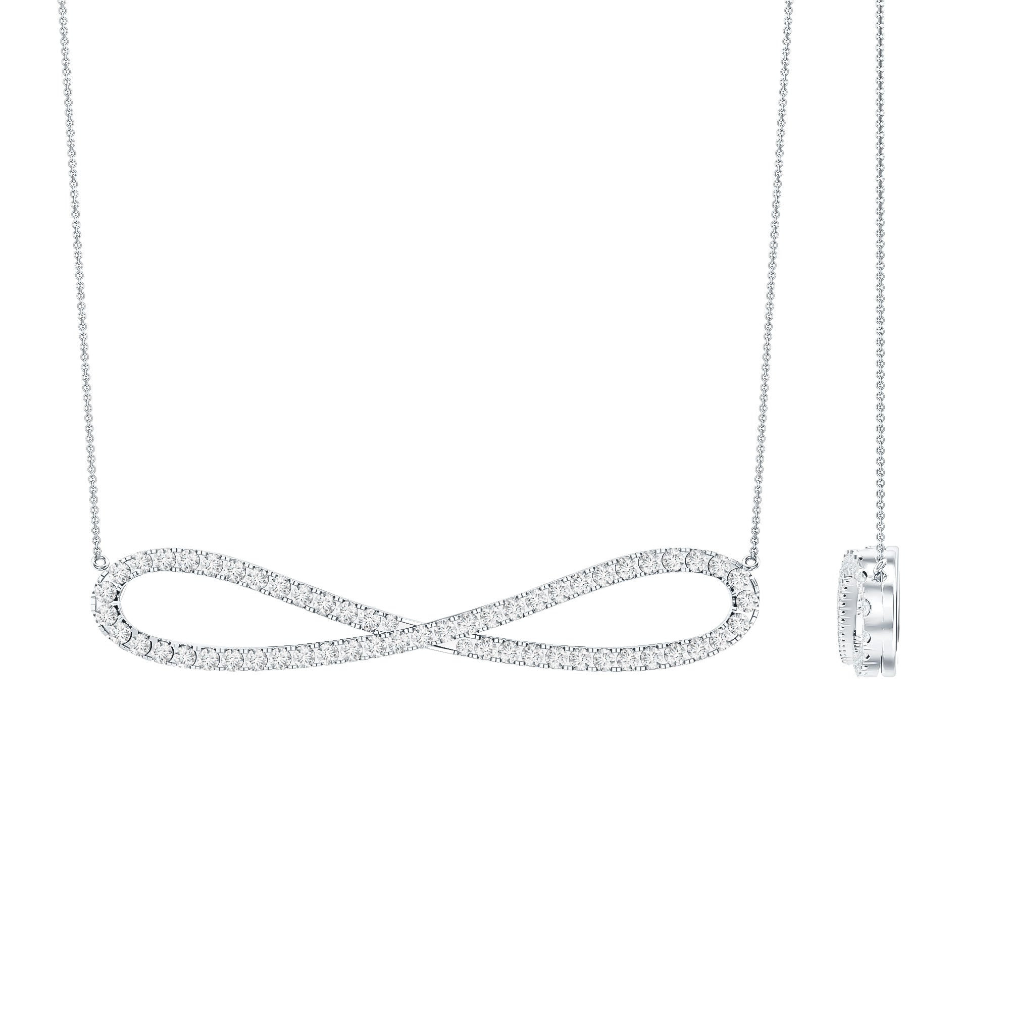 Diamond Sideway Infinity Pendant Necklace