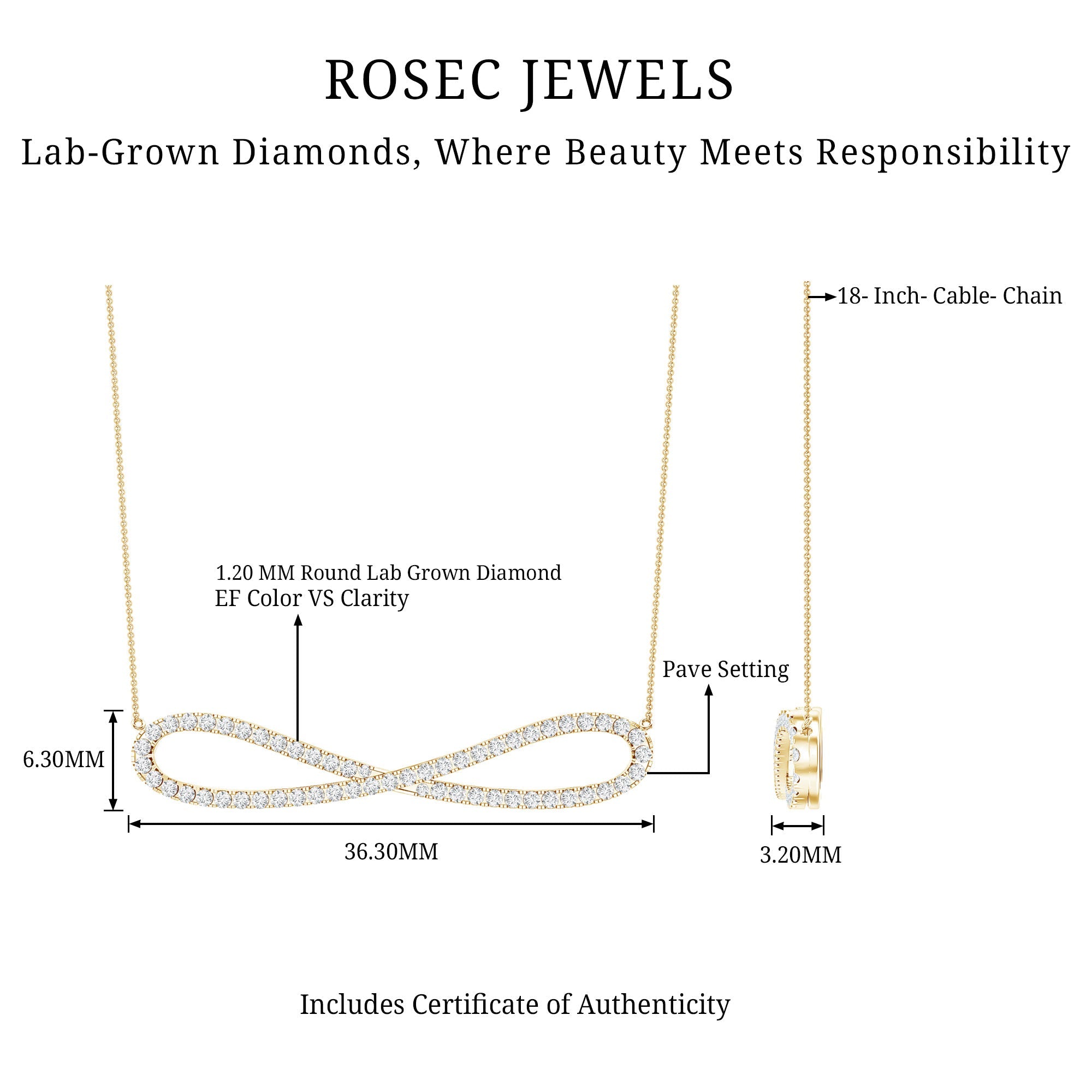 Diamond Sideway Infinity Pendant Necklace
