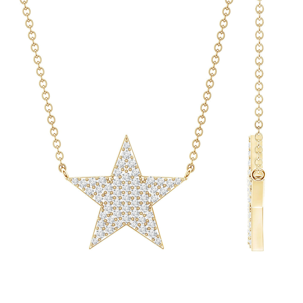Diamond Star Pendant Necklace in Pave Setting