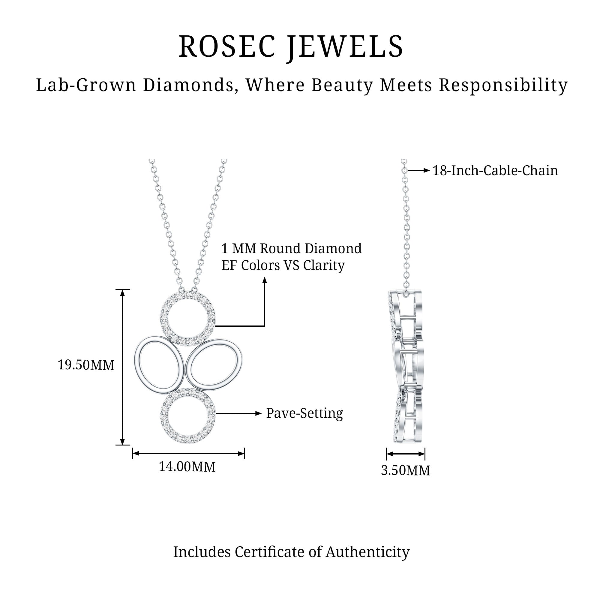 Certified Diamond Contemporary Necklace For Her