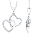 Pave Set Diamond Double Heart Necklace