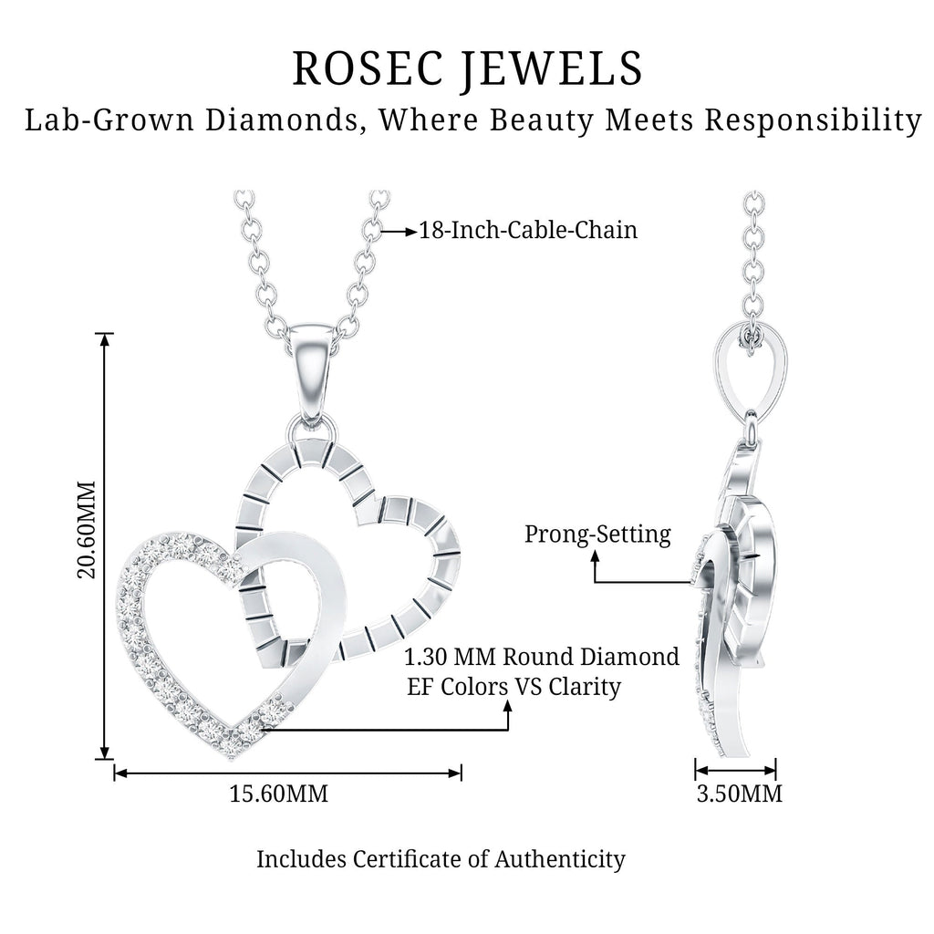 Pave Set Diamond Double Heart Necklace