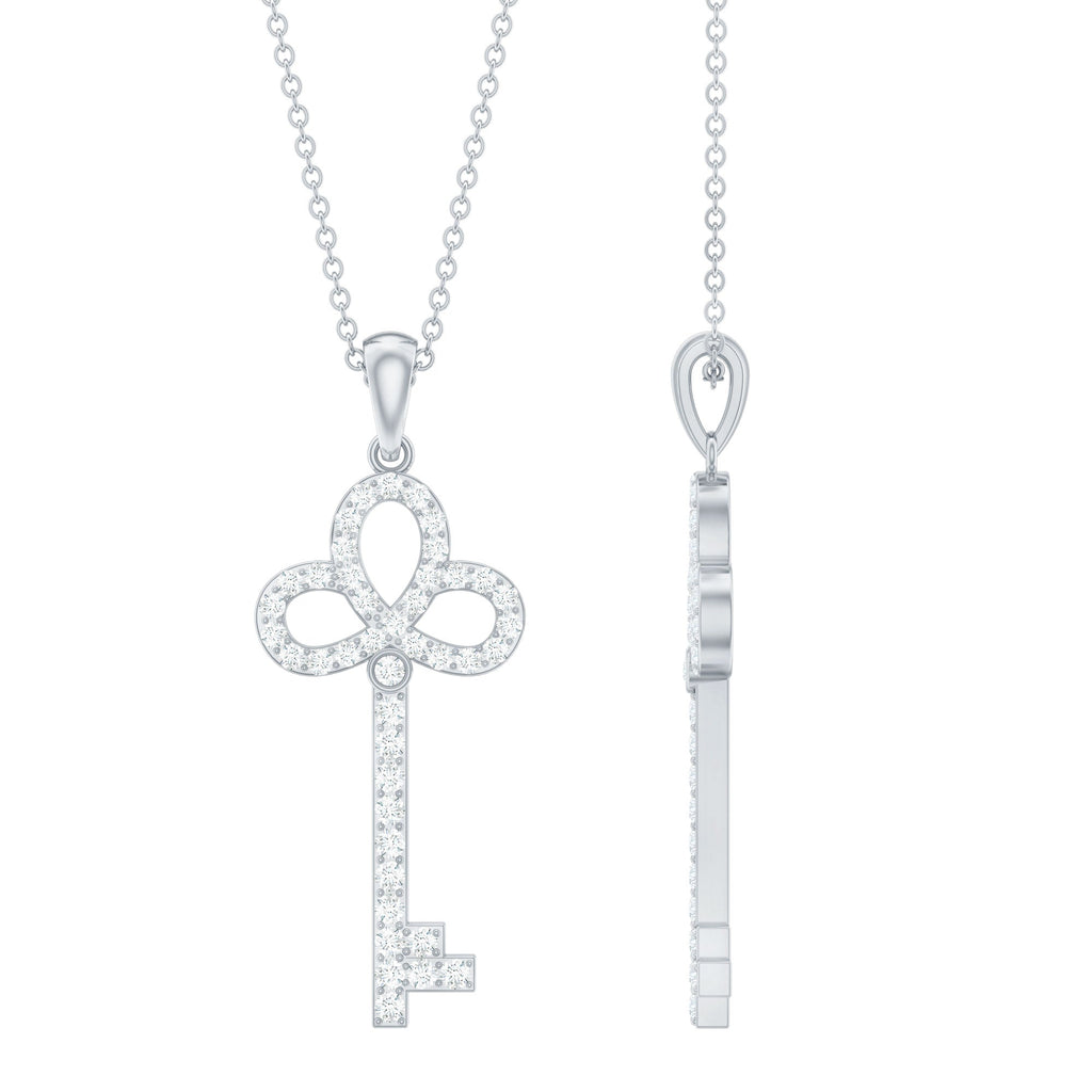 Certified Moissanite Key Pendant Necklace for her
